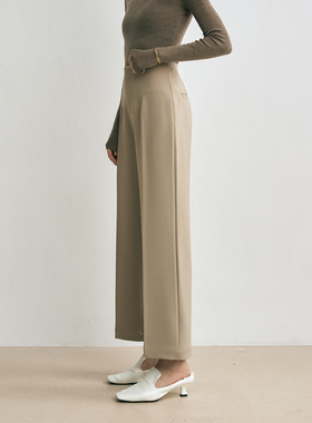 RAREST/奶油质感 进口斜纹磨砂莫兰迪色系高腰直筒修腿九分裤女