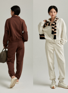 RAREST设计·生态棉 实穿B入时髦拉链立领拉链宽松卫衣套装女