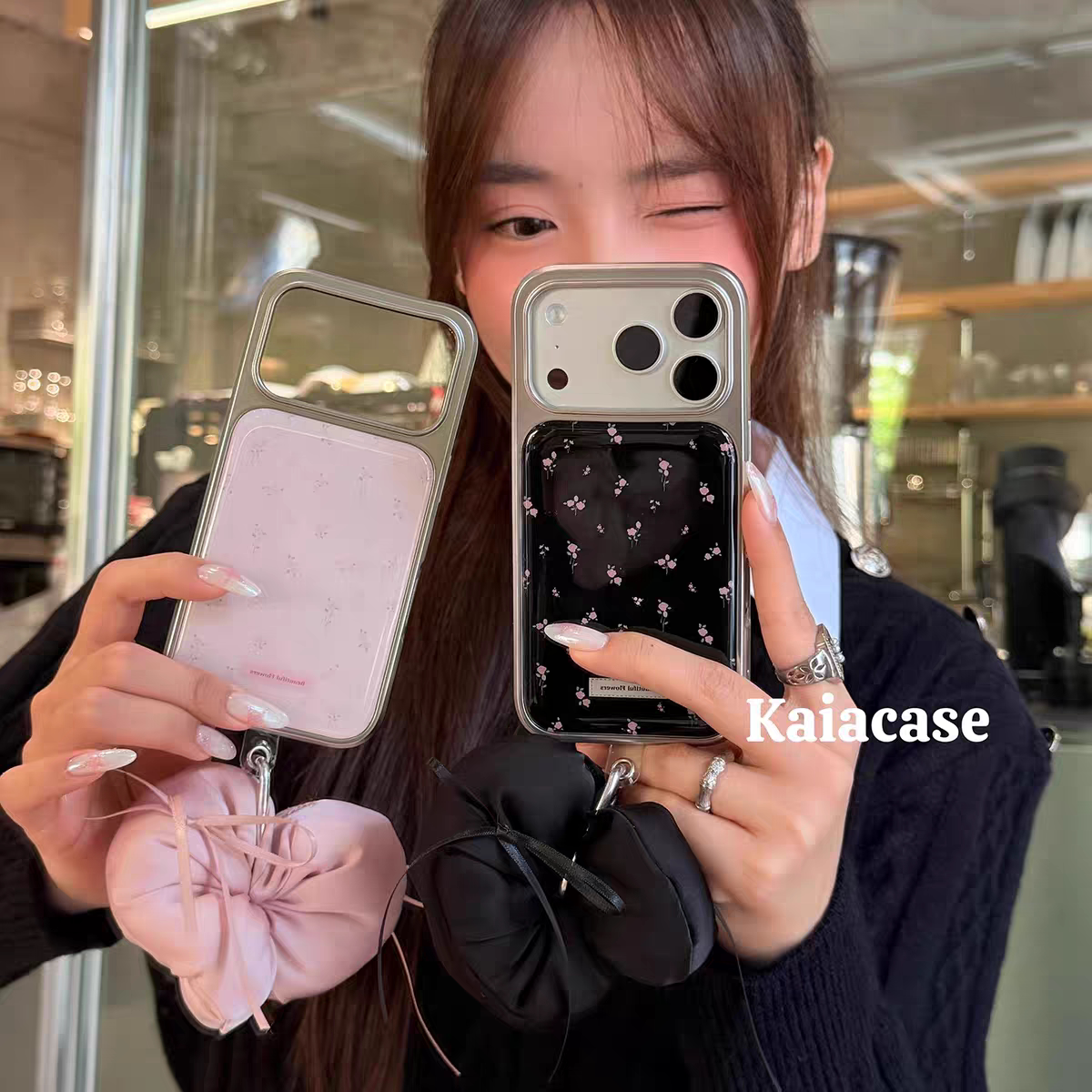 韩系高级感ins少女心碎花蝴蝶结滴胶手机壳适用苹果iPhone17promax手机壳小众16plus亮面壳15pro14防摔简约13