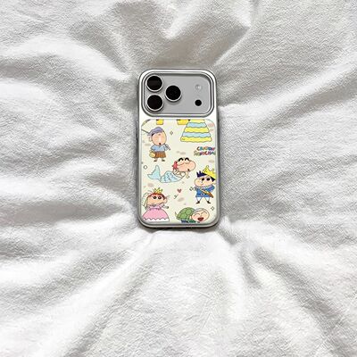 ins风卡通可爱蜡笔小新银边滴胶手机壳适用苹果iPhone17promax手机壳软边16防摔15原创14可爱13保护套12/11