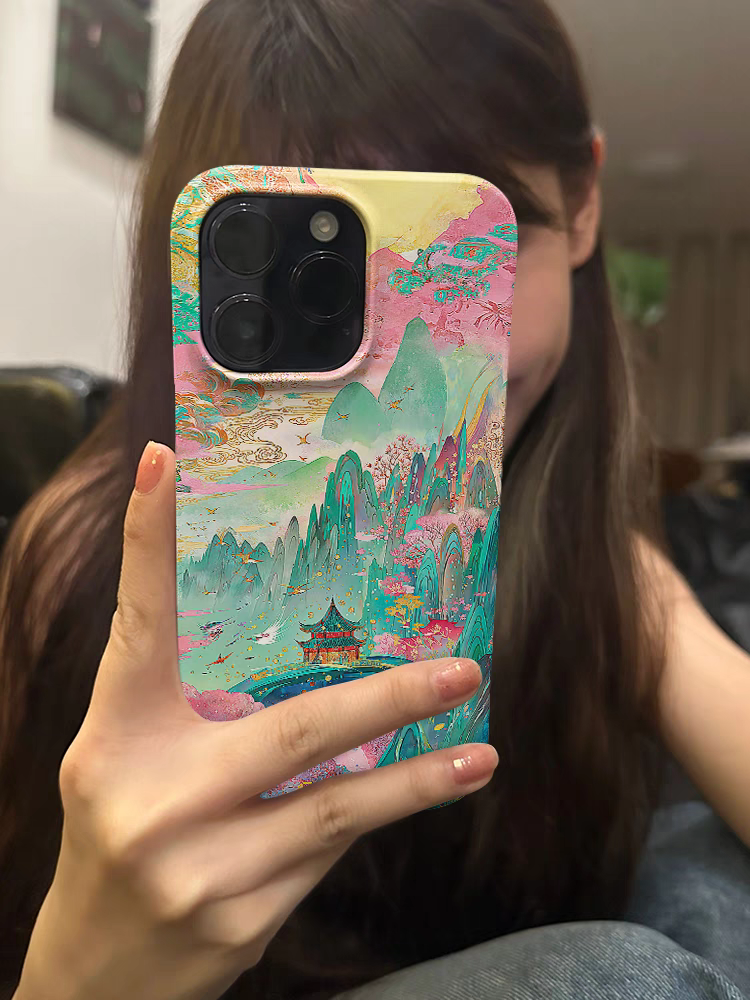 适用于苹果15promax手机壳iPhone13菲林11高级12华为mate60小米14plus艺术治愈系世外桃源男女款小众创意ins