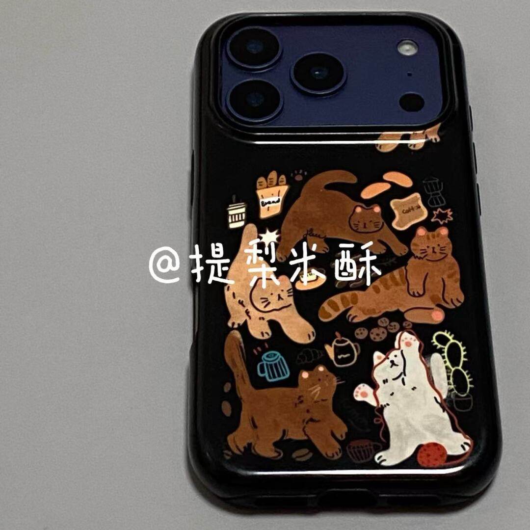 ins风美式猫咪适用于iPhone17 Pro Max手机壳美版新款菲林二合一苹果16pro防摔12全包15保护套原创1413手机壳