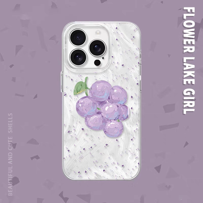 甜蜜蜜~缤纷油画水彩葡萄适用iPhone15/14pro手机壳红米K60畅享70羽纱OPPOreno9苹果12vivos18小米13iQOONeo8