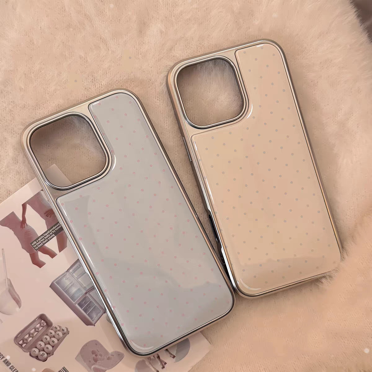 ins清新波点韩系新款电镀银边适用苹果小米iPhone17promax手机壳16pro14Pro保护套华为mate60P70三星S23软壳