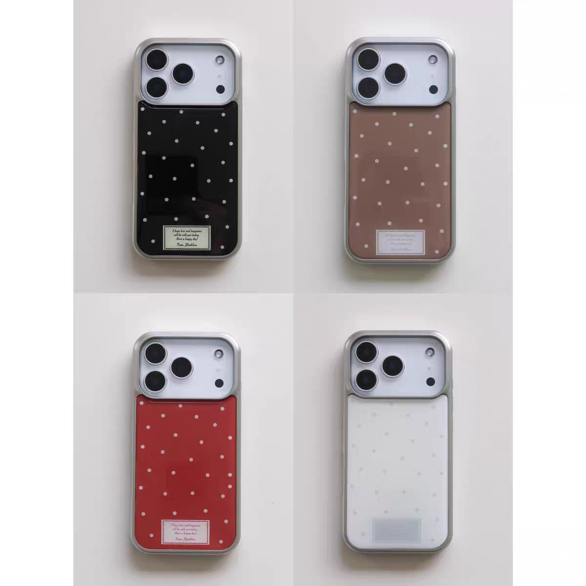 韩秋冬新年圣诞波点银边适用苹果17promax滴胶手机壳iphone16pro新款1314pro创意15pro全包防摔手机套高级感