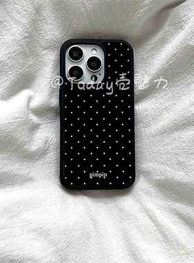 ins风简约黑白波点亚克力黑边适用苹果iPhone16promax手机壳15pro小米14Pro保护套华为mate60P70防摔三星S23