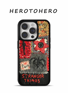 涂鸦怪奇物语美式亚克力黑边适用苹果iPhone16promax手机壳15pro小米14Pro保护套华为mate60P70防摔三星S23