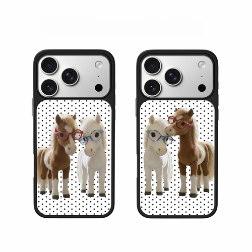 ins风波点眼镜小马电镀银黑边适用苹果iPhone17promax手机壳16pro小米15Pro保护套华为mate60P70三星S23软壳
