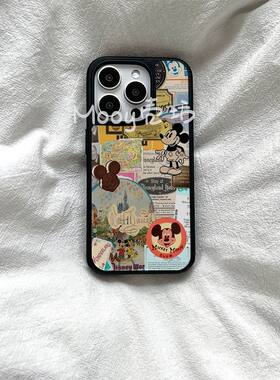 迪士尼海报个性原创亚克力黑边适用苹果iPhone16promax手机壳15pro小米14Pro保护套华为mate60P70防摔三星S23
