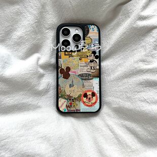 迪士尼海报个性 原创亚克力黑边适用苹果iPhone16promax手机壳15pro小米14Pro保护套华为mate60P70防摔三星S23