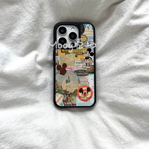 迪士尼海报个性原创亚克力黑边适用苹果iPhone16promax手机壳15pro小米14Pro保护套华为mate60P70防摔三星S23
