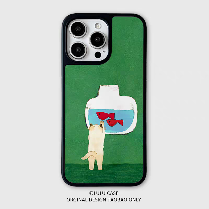 个性鱼缸监护猫亚克力黑边磁吸适用苹果iPhone16promax手机壳15pro小米14Pro保护套华为mate60P70防摔三星S23