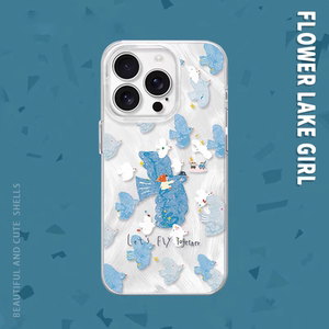 在一起~涂鸦女孩飞鸟适用iPhone15/16promax手机壳华为Nove11红米k70羽纱IQOOneo8小米13vivox100/opporeno12