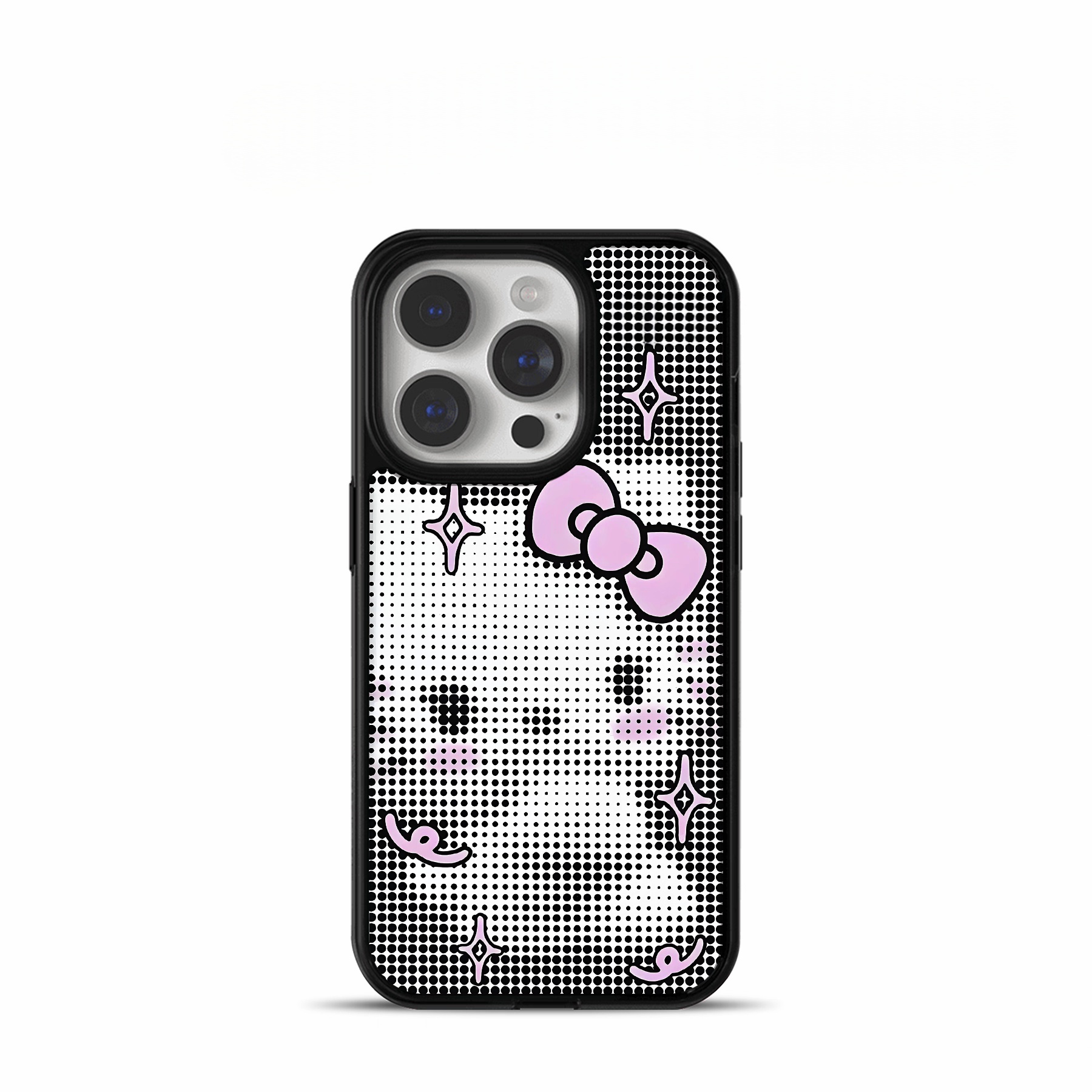 古早日系KT猫亚克力电镀银黑边适用苹果iPhone16promax手机壳15pro小米14Pro保护套华为mate60P70防摔三星S23