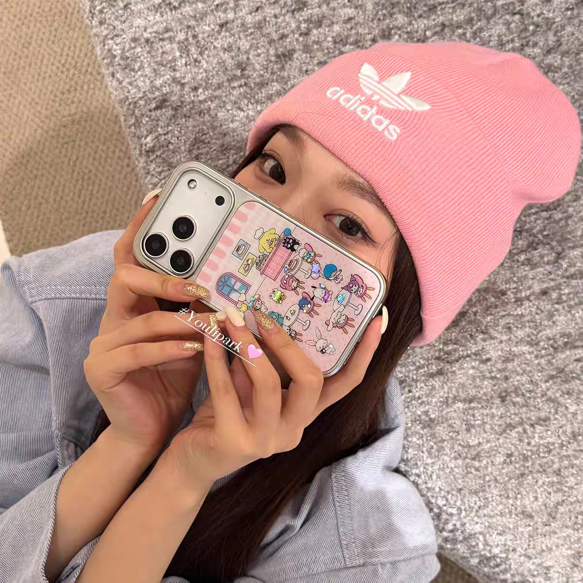 少女心条纹卡通电镀银边适用苹果iPhone17promax手机壳16pro小米14Pro保护套华为mate60P70防摔三星S23软壳