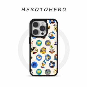 日韩ins米奇高飞亚克力黑边适用苹果iPhone16promax手机壳15pro小米14Pro保护套华为mate60P70防摔三星S23