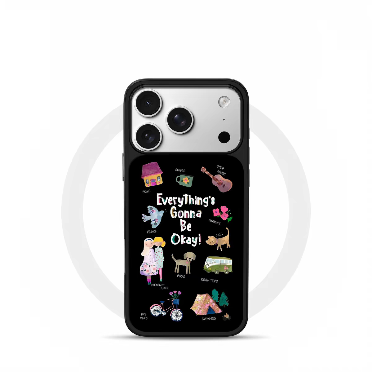 ins个性一切都会好电镀银黑边适用苹果iPhone17promax手机壳16pro小米15Pro保护套华为mate80P70三星S23软壳图片