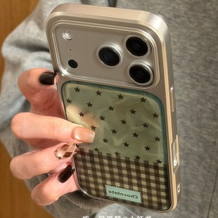 ins风复古褶皱星星滴胶手机壳适用苹果iPhone17promax手机壳软边16防摔15原创小米141312/11华为mate60P780