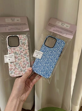 浪漫复古碎花蓝色适用于苹果15promax手机壳iphone13菲林12pro个性13/xsmax保护套全包二合一小米14/13华为