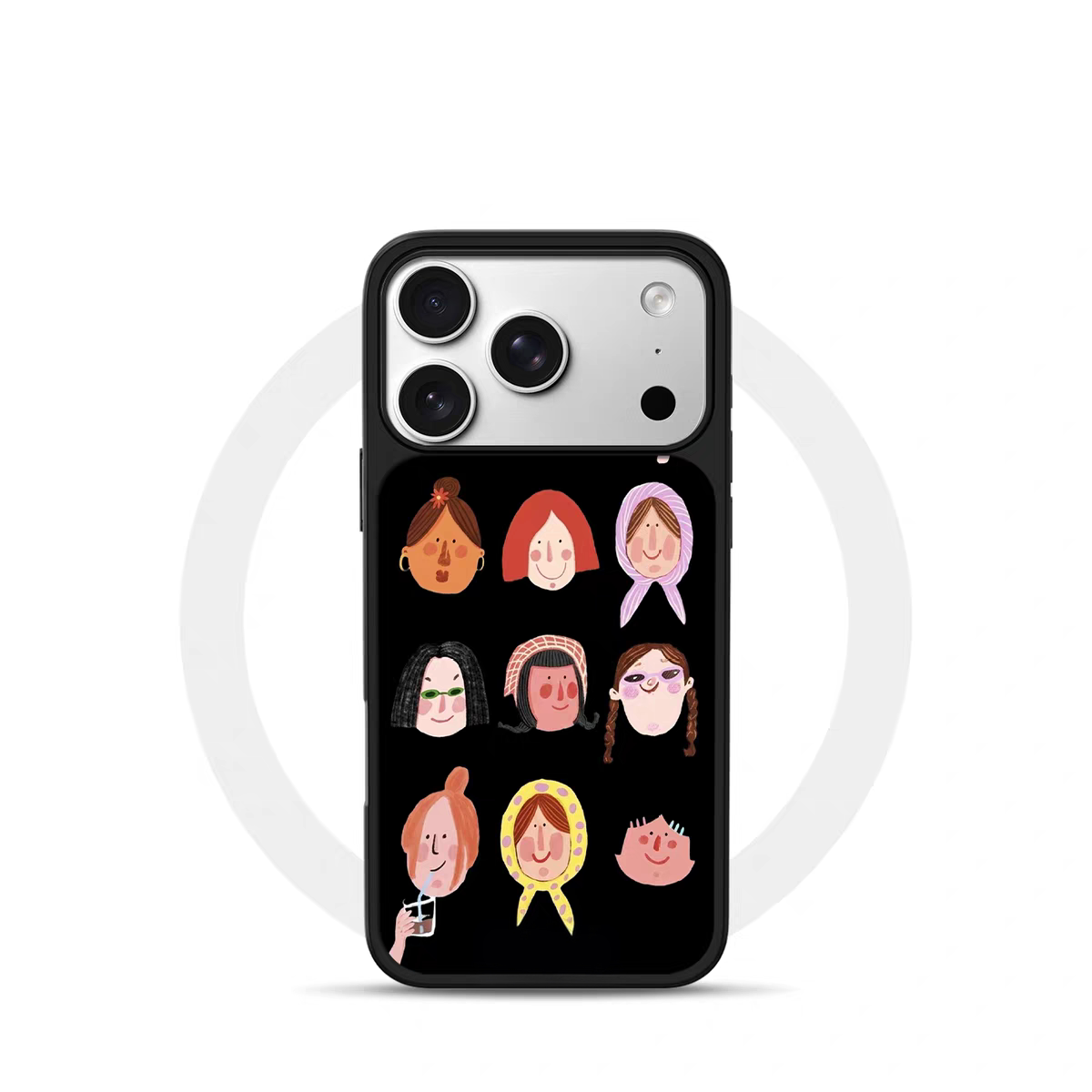 ins复古美丽女孩儿电镀银黑边适用苹果iPhone17promax手机壳16pro小米15Pro保护套华为mate80P70三星S23软壳