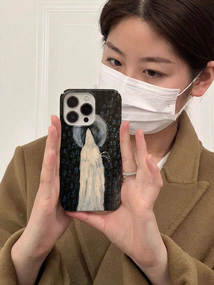治愈系菩萨佑护艺术小众不撞款手机壳苹果15promax适用iPhone14pro高级14创意13个性12油画11ins菲林硬壳新款