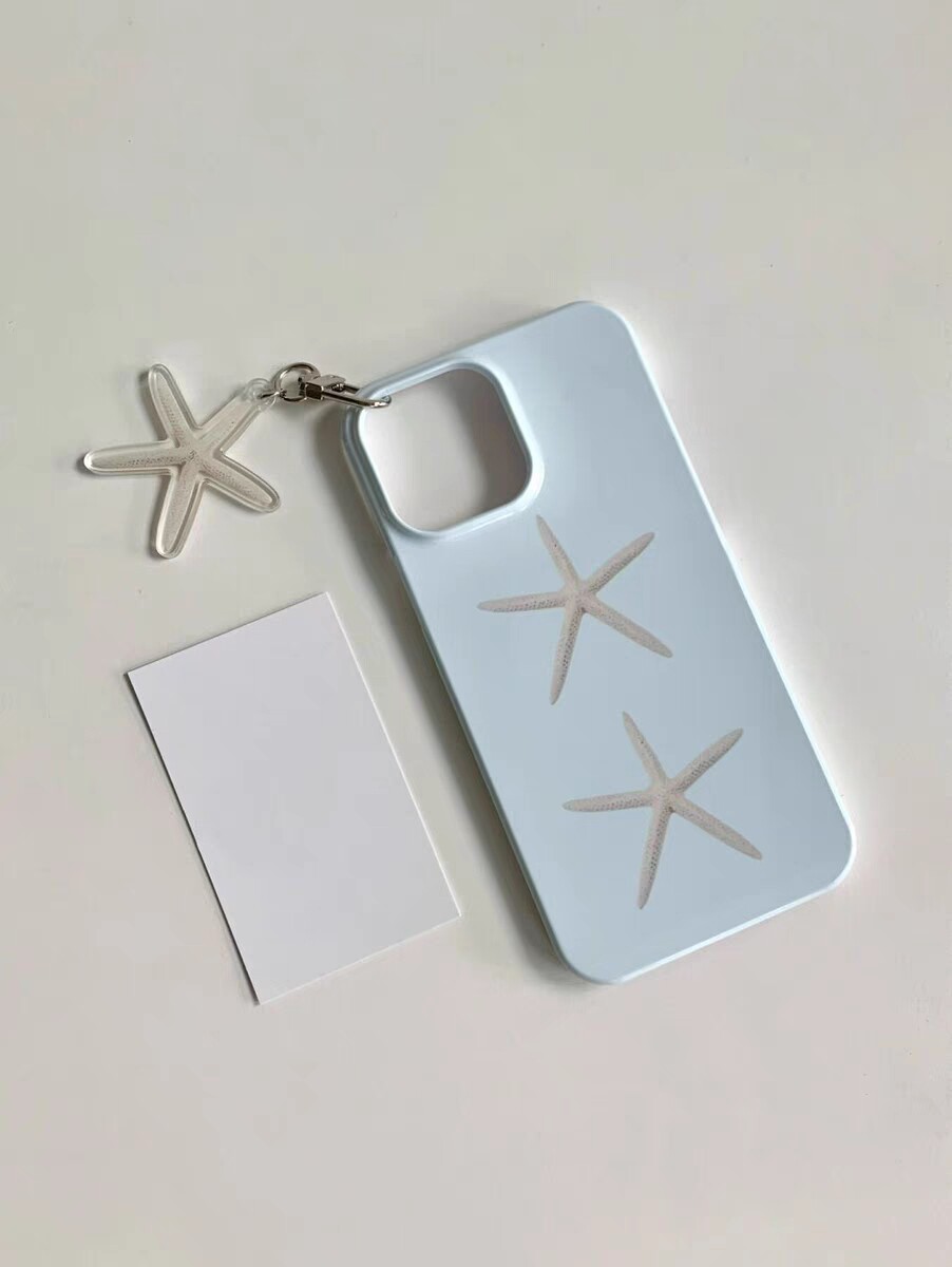 简约蓝色五角星菲林壳适用苹果15ProMax手机壳iPhone13硬壳12新款11高级感mate60小米14小众创意不撞壳xsxr