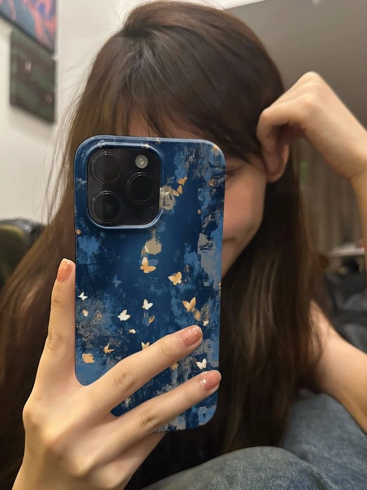 治愈系夜色蝴蝶油画艺术绘画适用于苹果14promax手机壳ins风iPhone14pro个性14菲林13创意12小众11高级不撞款