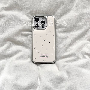 原创ins风米白色波点亚克力电镀银边适用苹果iPhone16promax手机壳15pro14Pro保护套软壳13防摔可爱小众1112