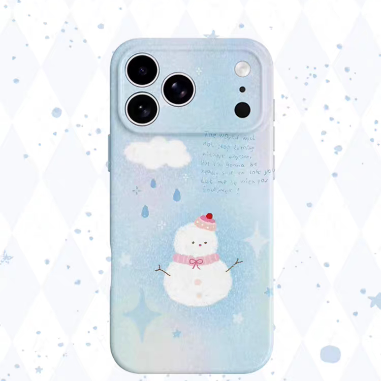 【雪夜童话】淡蓝油画雪人适用iPhone17/16pro手机壳华为P70苹果13红米k60卡通vivoX100软opporeno12畅享70