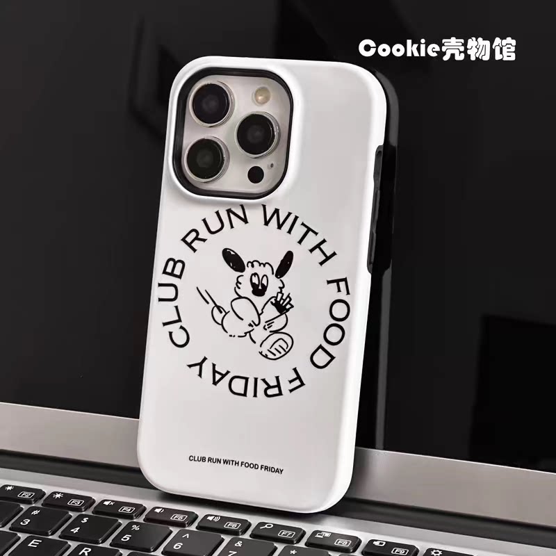 韩国ins薯条小狗手机壳14适用苹果14promax/12菲林二合一iPhone13全包14pro磨砂13promax小众简约防摔保护套