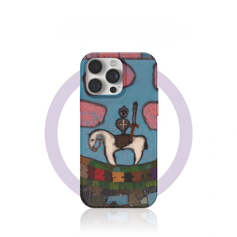 ins白马骑士适用苹果16promax手机壳iPhone15新款高级14小众独特13稀奇古怪12不撞款华为小米手机壳个性艺术