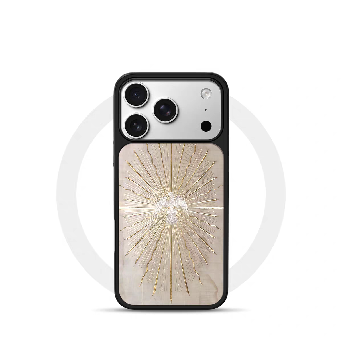 ins风复古神圣图腾电镀银黑边适用苹果iPhone17promax手机壳16pro小米15Pro保护套华为mate80P70三星S23软壳