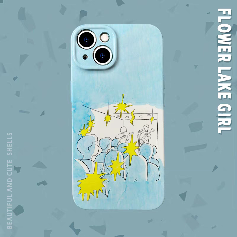 追光的人~蓝色线条人像适用iPhone16/15promax手机壳华为pura70小米15畅享70软vivoX200硬iqooneo9苹果14/13