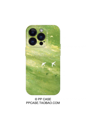 绿色飞鸟油画 适用iPhone16/15promax手机壳华为pura70小米15畅享70vivoS19文艺iqooneo9苹果14荣耀100保护套