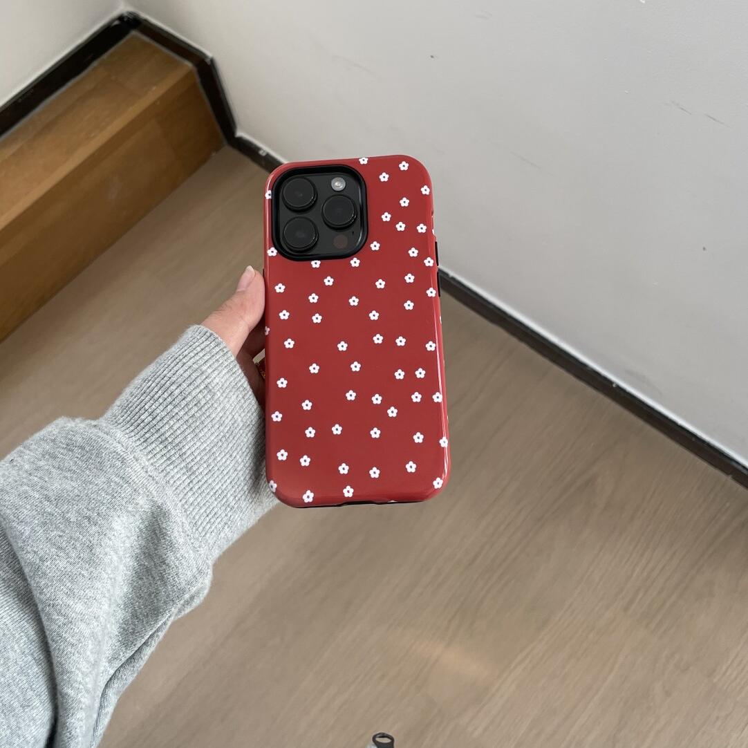 新年红色小花适用iphone15苹果手机壳16pro防摔13promax12菲林二合一14Pro小米华为荣耀OPPOvivo11Xsma78防摔