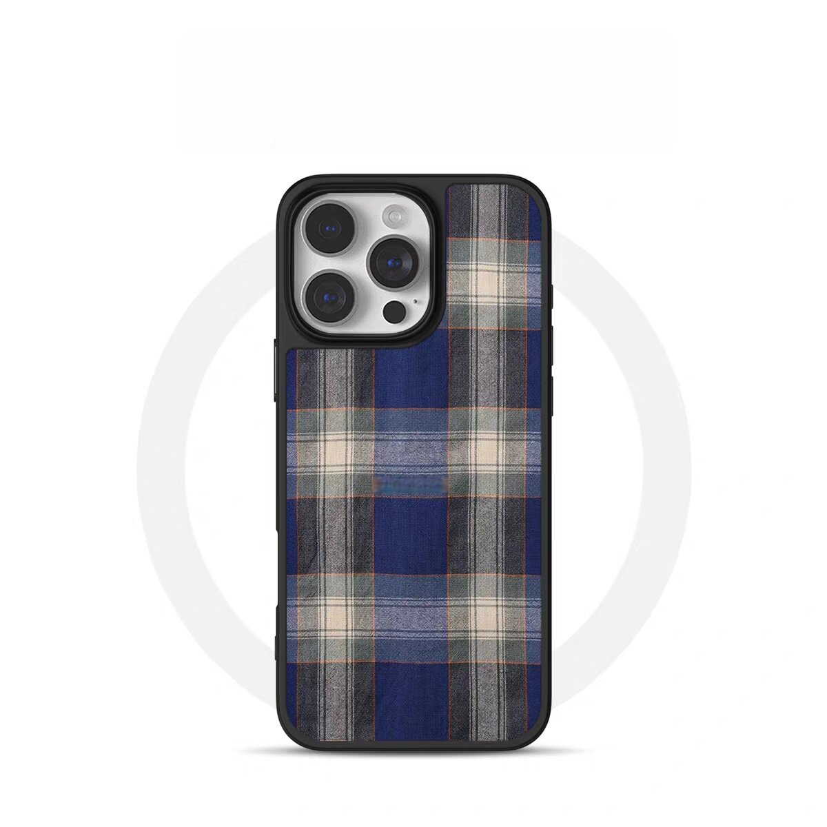 韩文艺复古格纹电镀银黑边适用苹果iPhone16promax手机壳15pro小米14Pro保护套华为mate60P70防摔三星S23软壳
