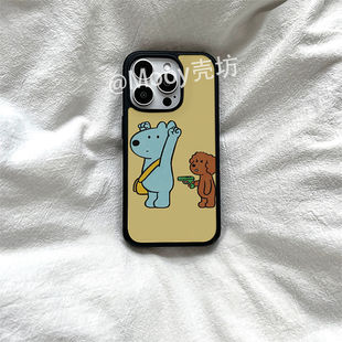 举起手来ins风原创亚克力黑边适用苹果iPhone16promax手机壳15pro小米14Pro保护套华为mate60P70防摔三星S23