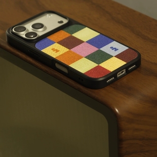 复古艺术彩虹格纹黑边小羊皮软壳适用苹果iPhone16promax手机壳15pro小米14Pro保护套华为mate60P70三星S23