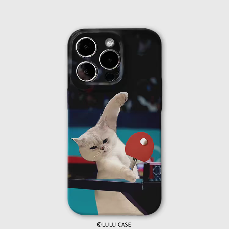 适用于iPhone15Promax乒乓球小猫运动员13pro手机壳菲林12mini创意13小众15plus硬软壳11高级感14苹果14pro