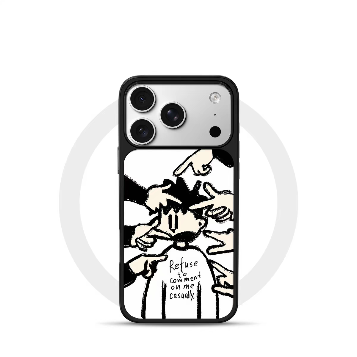 ins风拒绝随意评论电镀银黑边适用苹果iPhone17promax手机壳16pro小米15Pro保护套华为mate80P70三星S23软壳