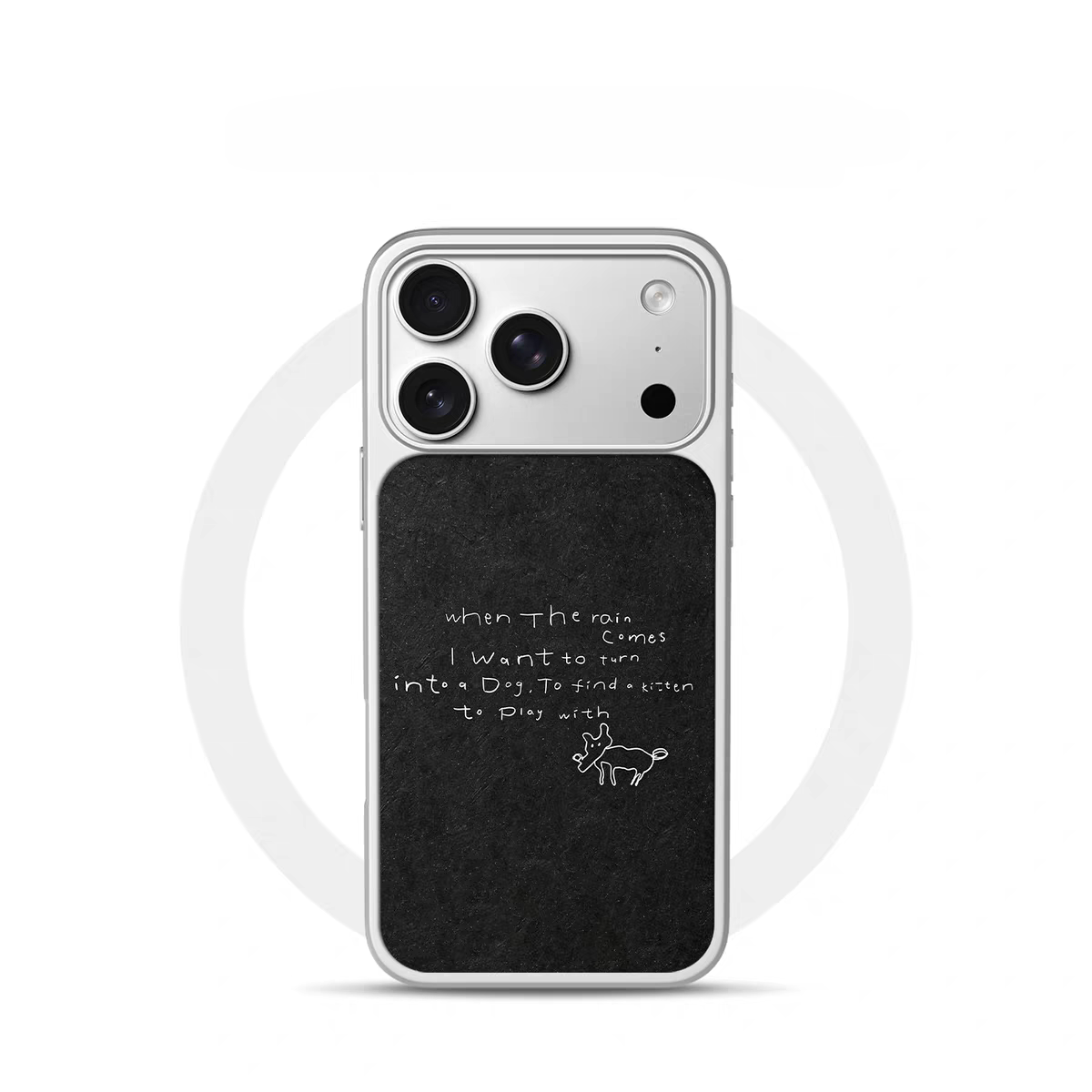 ins风复古手绘小狗电镀银黑边适用苹果iPhone17promax手机壳16pro小米15Pro保护套华为mate80P70三星S23软壳