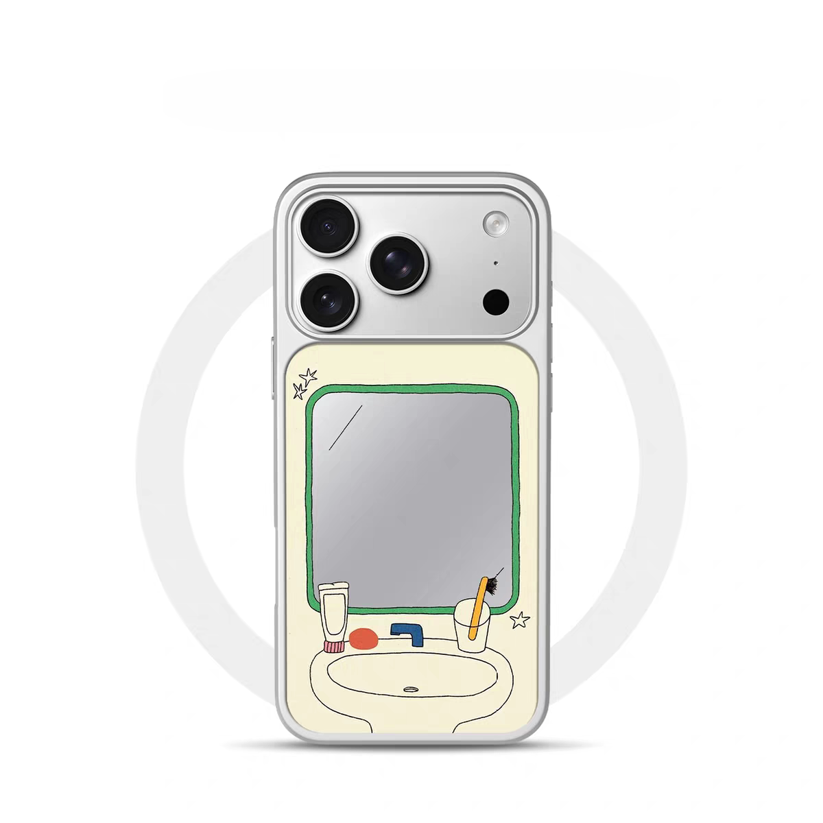 ins风复古个性照镜子镜面手机壳适用苹果iPhone17promax手机壳软边16防摔15原创小米141312/11华为mate60P780