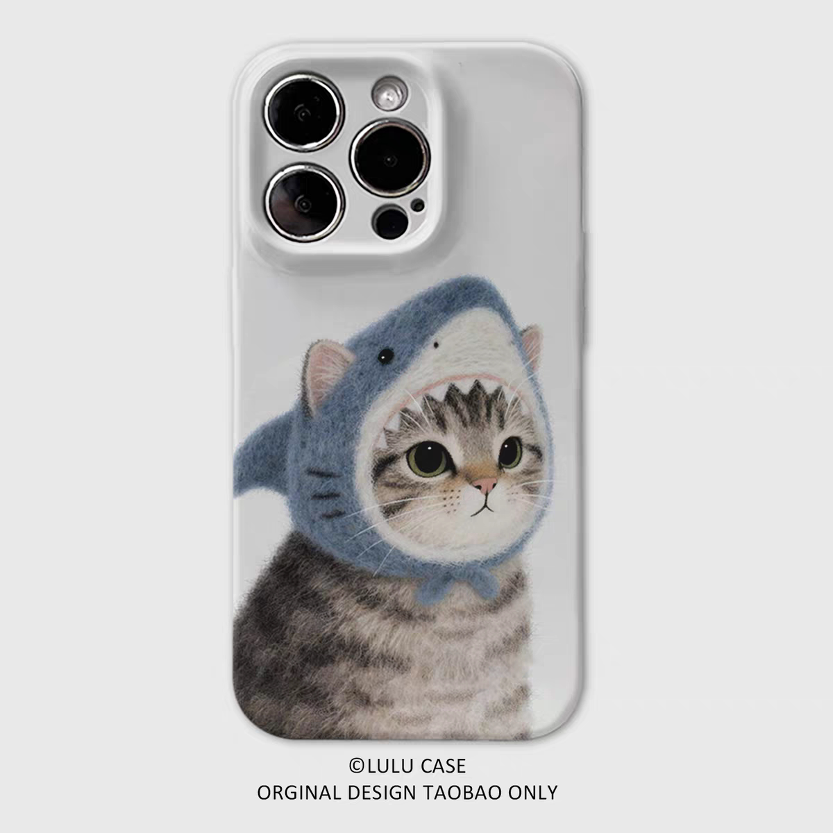 鲨鱼猫猫头套适用iPhone16promax苹果17小米15新款mate70华为p80nova荣耀400菲林手机壳opporeno一加vivox200