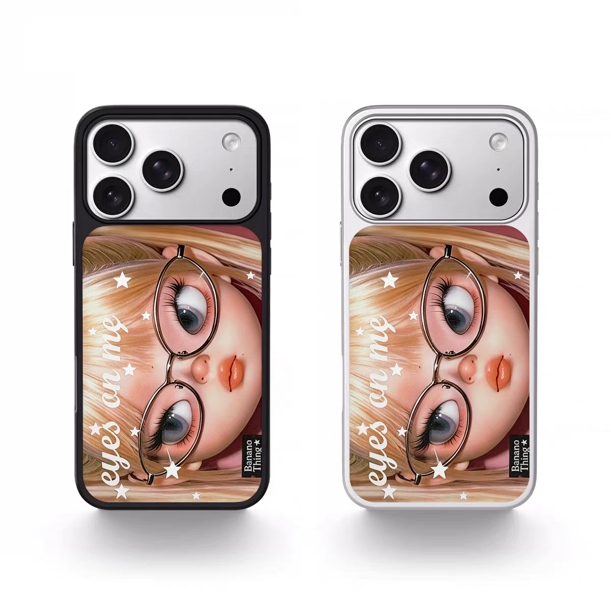 ins风金发眼镜女孩电镀银黑边适用苹果iPhone17promax手机壳16pro小米15Pro保护套华为mate80P70三星S23软壳