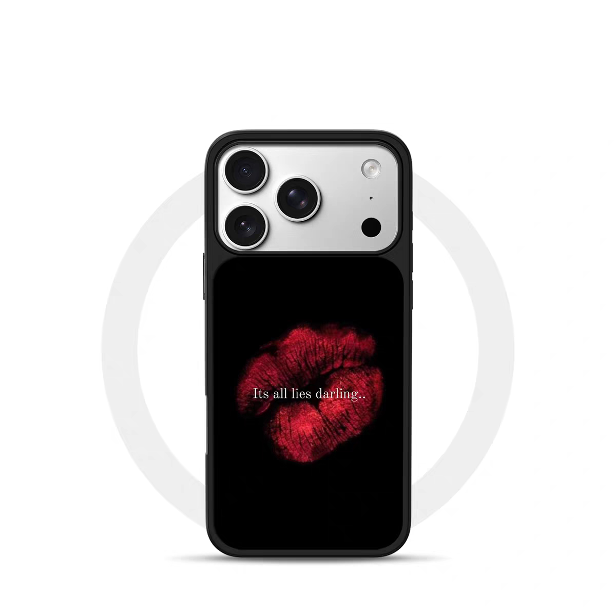 ins风复古嘴唇谎言电镀银黑边适用苹果iPhone17promax手机壳16pro小米15Pro保护套华为mate80P70三星S23软壳