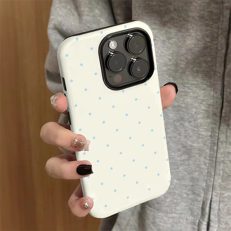 黄底波点可爱适用iphone15苹果手机壳16pro防摔13promax12菲林二合一14Pro小米华为荣耀OPPOvivo11Xsma防摔