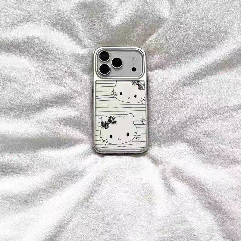 可爱手绘线条猫咪韩滴胶手机壳适用苹果iPhone17promax手机壳软边16防摔15原创小米141312/11华为mate60P780