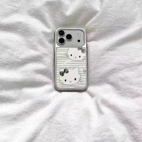 可爱手绘线条猫咪韩滴胶手机壳适用苹果iPhone17promax手机壳软边16防摔15原创小米141312/11华为mate60P780