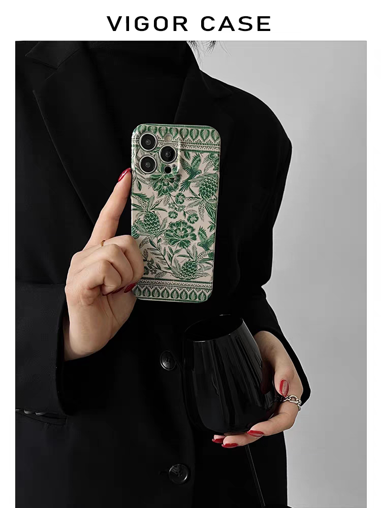 法式复古插画iphone15promax菲林手机壳mate40适用苹果华为荣耀红米小米12pro全包magic5保护壳x/xs/xr亮面14