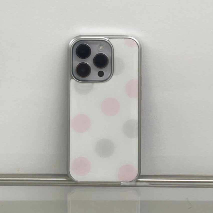 ins嘟嘟甜美古早粉色波点银边软壳适用苹果iPhone17promax手机壳16pro小米15Pro保护套华为mate60P70荣耀oppo